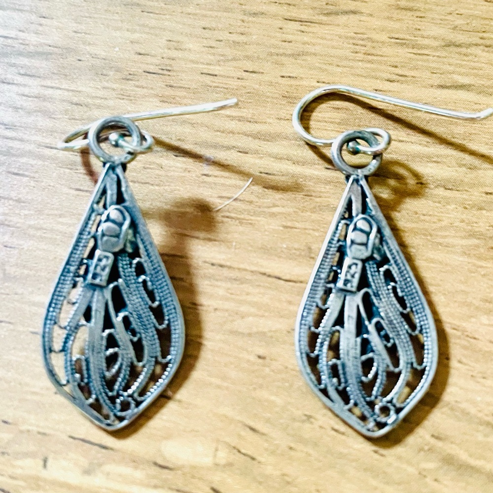 Leaf Dangle Sterling Silver Earrings - image 3